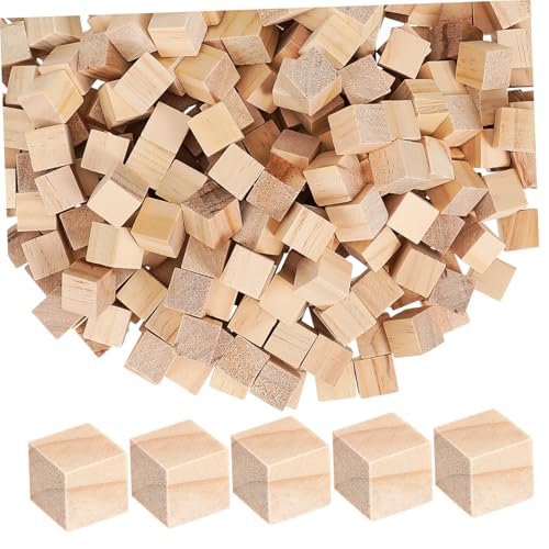 Hohopeti 300 Stk Bausteine bastelmaterial Holzpuzzle Holzwürfel Bastelwürfel aus Holz Holzquadrate unfertige Holzblöcke Würfel bauen Holzklötze zum Basteln Kiefernholz Khaki von Hohopeti