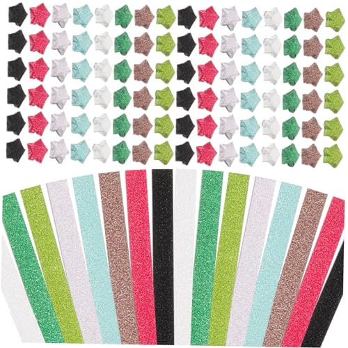 Hohopeti 320 Stück Glitzerndes Origami Stern Faltpapier Regenbogenfarben Buntes Faltpapier Für DIY Handwerk Ideales Bastelmaterial Für Kreative Projekte Und Origami Kunst von Hohopeti