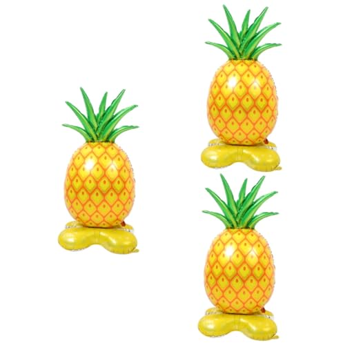 Hohopeti 3St Ananas-Ballon Ananas-Myla-R-Ballon Aluminiumfolienballons Ananas Sommer tropischer Ballon hawaii party deko sommer party deko aufblasbare Cartoon-Ballons Partyzubehör Yellow von Hohopeti