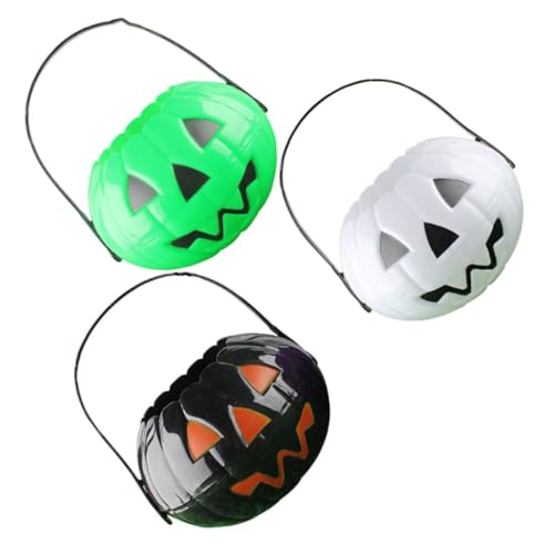 Hohopeti 3St Halloween verzierter Kürbis-Süßigkeits-Eimer Kürbissüß Kürbis-Süßigkeiten-Eimer halloween halloween assecoires Halloween-Kürbis-Requisite Hexenkürbisbehälter von Hohopeti