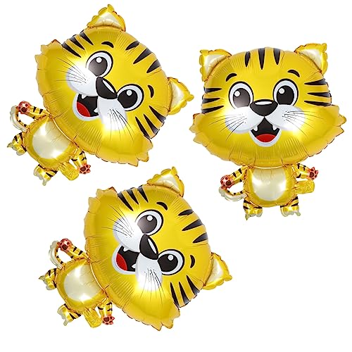 Hohopeti 3st Tiger-ballon Tiergeburtstagsdekorationen Kindergeburtstagsballon Chinesische Neujahrsballons Aufblasbarer Tiger Tiger-partyballons Tiere Tigerballon Aluminiumfolie Golden von Hohopeti