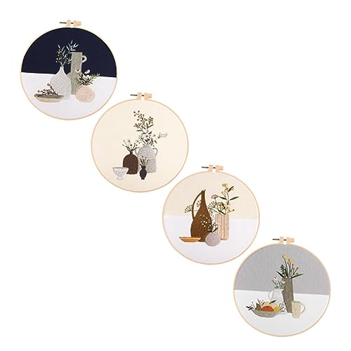 Hohopeti 4 Sätze Vase Kreuzstich Stickset für Kinder Stickgarn Kits für Erwachsene Kits für Kinder Strickset für Erwachsene embroidery kit embroidery set Bastelzubehör Nähzubehör Polyester von Hohopeti