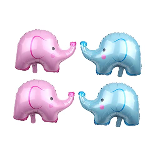 Hohopeti 4 Stück Ballon Elefant Aufblasbares Tier Dekor Happy Birthday Ballon Babyparty Rosa Babyparty Dekorationen Aluminiumfolie von Hohopeti