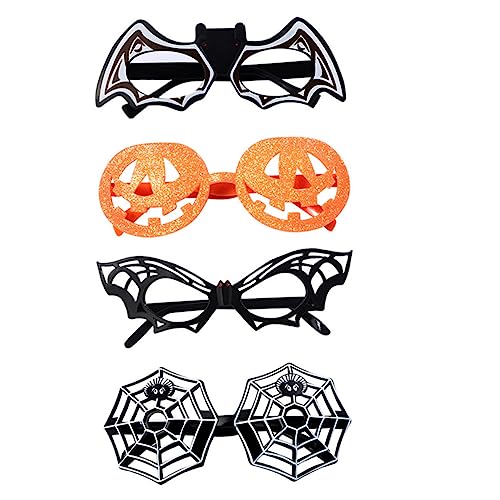 Hohopeti 4 Stück Brille verkleiden Kürbis-Party-Brille Brillen mit Halloween-Motiven Kürbisbrille halloween spielzeug halloween toys Brille in lustiger Form Halloween-Dekor-Gläser Plastik von Hohopeti