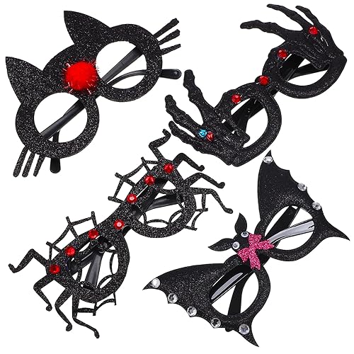 Hohopeti 4 Stück Halloween-Brille Halloween-Accessoires Frauen Halloween-Partygeschenke halloween party augenmaske halloween Halloweenkostüm Halloween-Party-Brillenrahmen Brillenfassungen von Hohopeti