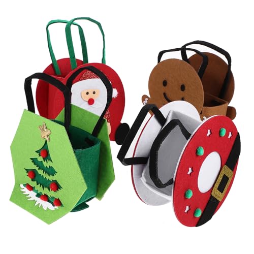 Hohopeti 4 Stück kleine weihnachtsgeschenktüten Taschen für große Geschenktüte Weihnachts-Goodie-Bag weihnachtsmotiv christmas tree Tragetaschen aus Filz Weihnachtsbonbonhalter gefühlt von Hohopeti