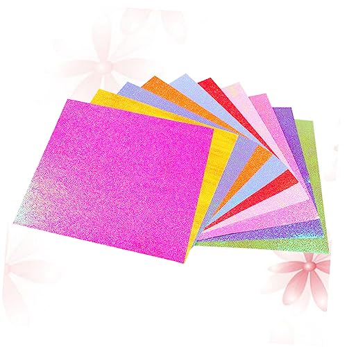 Hohopeti 400 Stück Perlmuttpapier Basteln Sie Origami-papier Glänzendes Irisierendes Papier Regenbogen-origami-papier Schimmernder Karton Japanisches Origami-papier Glänzendes Faltpapier von Hohopeti