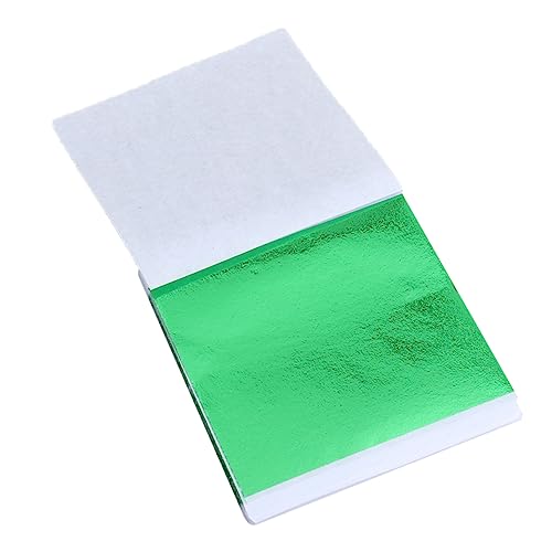 Hohopeti 50 Stück Kunstfolienpapier Glänzendes Goldfolienhandwerk Metallische Blattflocken Folienpapier Für Kunst Imitiertes Goldfolienpapier Farbiges Goldfolienpapier Malfolie Papier Green von Hohopeti