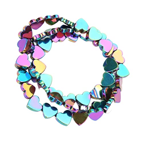 Hohopeti 50 Stück farbige Steinperlen Herz-Abstandsperlen Steinperlen zur Schmuckherstellung Perlensets heart beads bracelet beads Bastelperlen selber machen hohle Herzperlen Colorful von Hohopeti