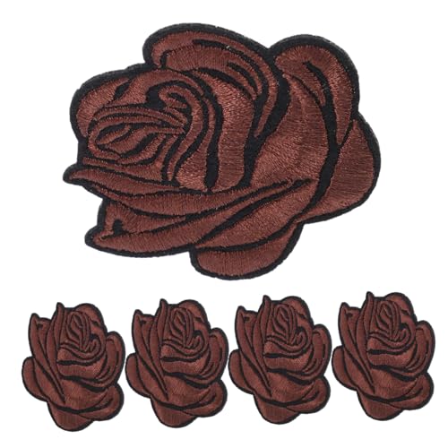 Hohopeti 5St Rosenbeet bügel patches Aufnäher Flicken für Bekleidung Applikation zum Aufbügeln Blumenflecken aufbügeln Hutflicken zum Aufbügeln Tiger-Patch Patch-Hut Stoff Baumwolle Brown von Hohopeti