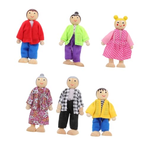 Hohopeti 6 Teiliges Set Aus Natürlichen Puppenfiguren Für Die Familie Dekorative Holzfiguren Für Puppenhäuser DIY Familienmodell Perfekte Wohnaccessoires Für Kinderzimmer Und Wohnzimmer von Hohopeti