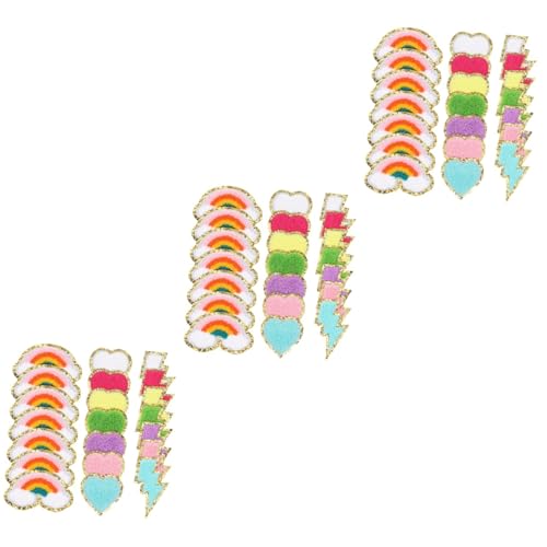 Hohopeti 63 Stück Stickerei Aufnäher Selbstklebende Aufnäher Applikationen Für Kleidung Regenbogen Aufnäher Bestickte Applikationen Stoffaufkleber Aufklebeflicken von Hohopeti