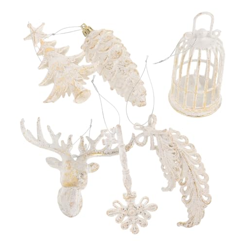 Hohopeti 6St Weihnachtsdekoration Festlicher Schmuck Christbaumschmuck Weihnachtsbaum Schmuckset Weihnachtsdeko für Zuhause Feder Thanksgiving-Ornamente Süßigkeiten-Ornamente Plastik von Hohopeti