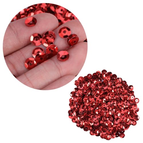 Hohopeti 6mm Rote Pailletten Für DIY Bastelprojekte Glänzende Lose Sequins Zum Verzieren Von Kleidung Schuhen Taschen Und Hochzeitsdekorationen von Hohopeti