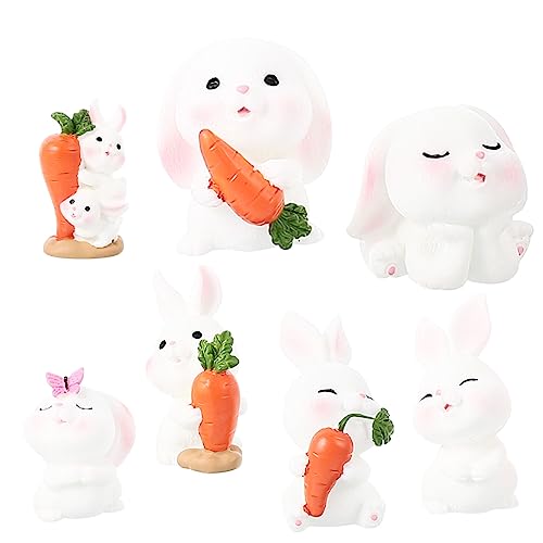 Hohopeti 7St Cartoon-Kaninchen-Ornamente Mikrolandschaft Hase kleiner Hase Miniaturfiguren Mini-Hase gartendekoration gartendeko rostoptik Spielzeug Kaninchenfiguren Hasen-Dekor Harz von Hohopeti