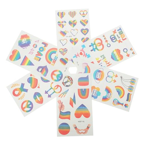 Hohopeti 8 Blätter Gleich Geschlecht liche Aufkleber Schwule Regenbogenaufkleber Aufkleber mit LGBT-Flagge Gay Sticker Rainbow Sticker LGBT-Gay-Love-Aufkleber LGBT-Aufkleber PVC Colorful von Hohopeti