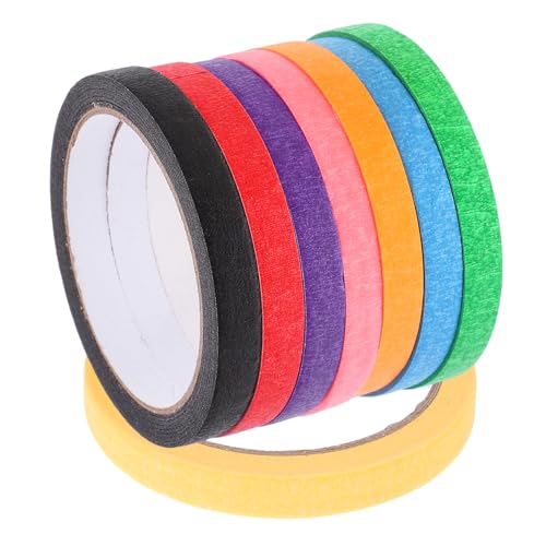 Hohopeti 8 Rollen Farbiges Abdeckband Buntes Klebeband Regenbogenband Sammelalbum DIY Bänder Krepppapierband Zeichenband Bunte Bänder Abdeckpapierband Malerband Kleber von Hohopeti