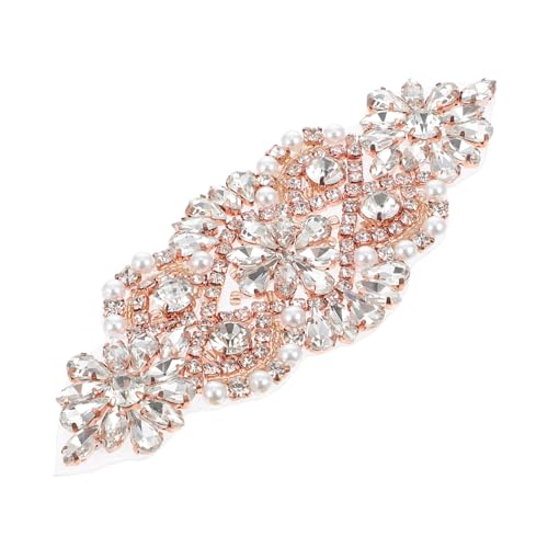 Hohopeti Bohrchip-aufkleber Spitzenapplikation Strassapplikation Für Gürtel Braut Gürtelapplikation Flicken Aufnähen Gürtel Strass-applikation Gürtel Mit Strass-patch Perlen Rose Gold von Hohopeti