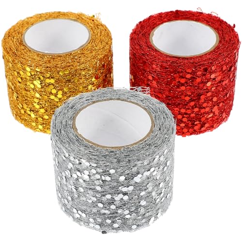 Hohopeti Empfindliches Tüllband Multi Ribbon Tutu Wrapping Material Dekoratives Home Glitter Sequin Netting Crafts Shiny Festival Skirts Crafting Functional Tulle Box Tüll von Hohopeti