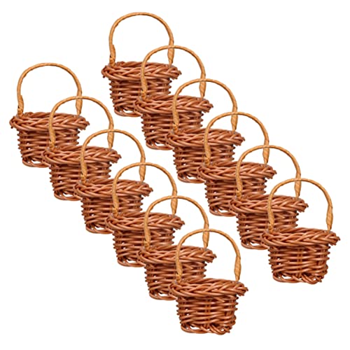 Hohopeti Korbset 12-teilig Miniatur-blumenkörbe Aus Gewebtem Rattan Für Dekoration Babyparty Zuhause Hochzeit Büro von Hohopeti