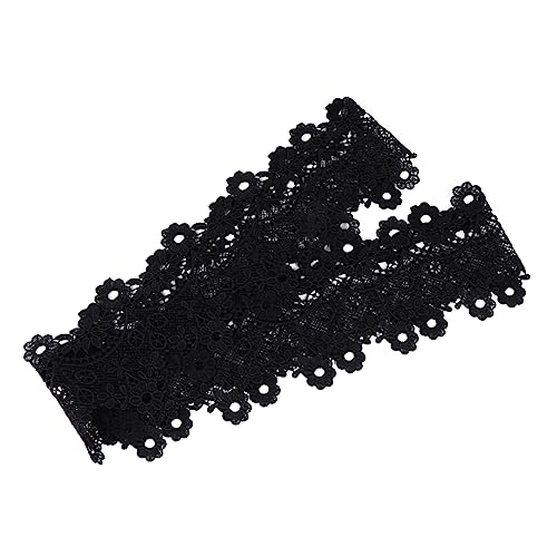 Hohopeti Bilaterale Welle Spitze Stickerei Band Handwerk Spitze 9cm Schwarz 1 Yard Faser Damen Tragen von Hohopeti