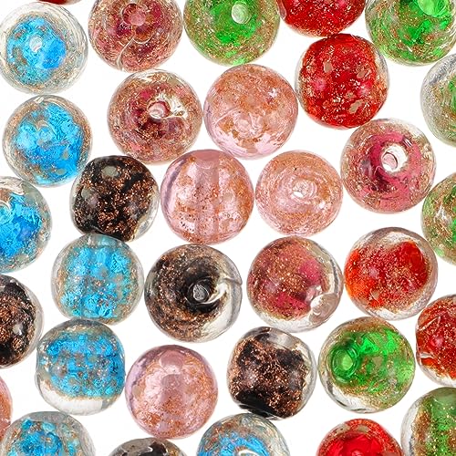 Hohopeti Perlen Dunklen Charms Lose Leuchtende für Lampwork im Glasperlen den Handwerk Runde für Armband Glasperlenperlen Handgefertigte Abstandsperlen Leuchten Schmuckherstellung von Hohopeti