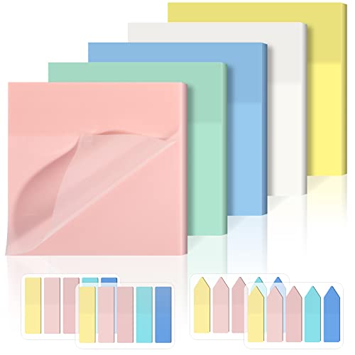 650 Blätter Transparente Haftnotizen, Transparent Sticky Notes, Pastell Notizzettel, Wasserfest Clear Sticky Notes, Wiederbeschreibbar Durchsichtige für Schulsachen, Schule, Büro, Hause von Hoiny