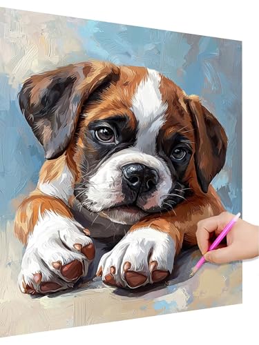 Diamond Painting Erwachsene Hund Set, Diamant Painting Kinder Tier Anfänger Set, 5D DIY Daiments Malerei Basteln Erwachsene, Diamond-Painting Cross Stickerei Geschenk für Frauen Deko 70x90cm Z-6 von Hoioeuug