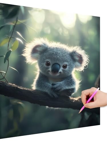 Diamond Painting Erwachsene Niedlich Set, Diamant Painting Kinder Koala Anfänger Set, 5D DIY Daiments Malerei Basteln Erwachsene, Diamond-Painting Cross Stickerei Geschenk für Frauen Deko 50x70cm M-9 von Hoioeuug