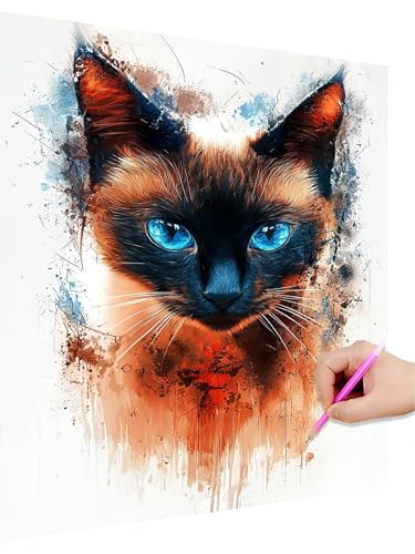 Diamond Painting Erwachsene Tier Set, Diamant Painting Kinder Katze Anfänger Set, 5D DIY Daiments Malerei Basteln Erwachsene, Diamond-Painting Cross Stickerei Geschenk für Frauen Deko 30x40cm S-3 von Hoioeuug