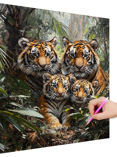 Diamond Painting Erwachsene Tier Set, Diamant Painting Kinder Tiger Anfänger Set, 5D DIY Daiments Malerei Basteln Erwachsene, Diamond-Painting Cross Stickerei Geschenk für Frauen Deko 30x40cm R-4 von Hoioeuug