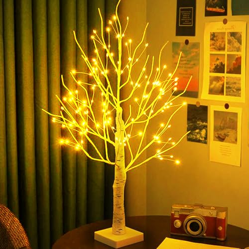 Hojalis LED Baum Lichter, Birke Lichterbaum Innen mit 144 Warmweißer LEDs Licht, LED Baum Innen, Verstellbare Äste USB/Batteriebetrieb Lichterbaum Innen, für Wohnzimmer, Büro, Esszimmer, Hochzeit (B) von Hojalis