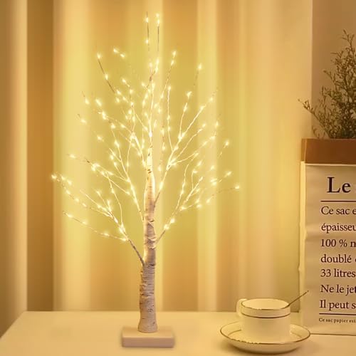 Hojalis LED Baum Lichter, Birke Lichterbaum Innen mit 144 Warmweißer LEDs Licht, LED Baum Innen, Verstellbare Äste USB/Batteriebetrieb Lichterbaum Innen, für Wohnzimmer, Büro, Esszimmer, Hochzeit (C) von Hojalis