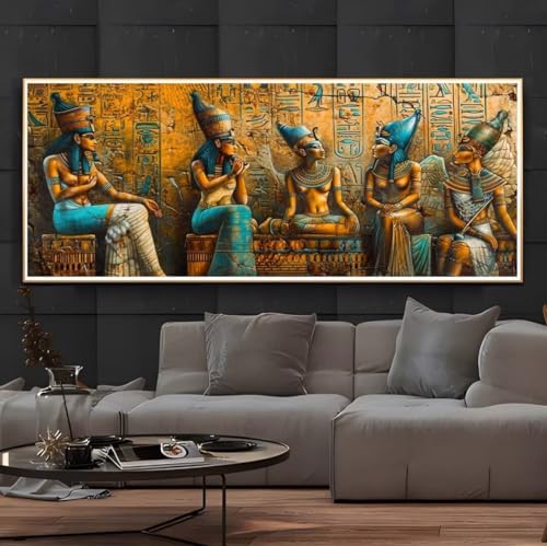 Diamond Painting Ägypten Fresko, Diamond Painting Groß xxl 120 X 60 cm, DIY Diamant Painting Bilder, 5D Diamond Painting Erwachsene, Daiments Painting Diamond Art Crafts, Haus Wand Dekoration -22FC von Hojoomo