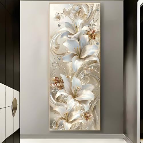 Diamond Painting Blume Lilie Diamond Painting Erwachsene 5D Diamant Painting Bilder Erwachsene Kinder, DIY Diamond Painting Set Strass Stickerei Malerei für Home Wand Dekor Geschenke (100x35cm) -685BD von Hojoomo