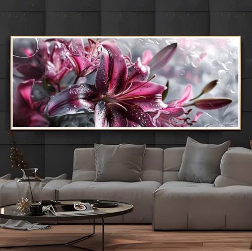 Diamond Painting Blume Lilie Diamond Painting Erwachsene 5D Diamant Painting Bilder Erwachsene Kinder, DIY Diamond Painting Set Strass Stickerei Malerei für Home Wand Dekor Geschenke 210x70cm -158BD von Hojoomo