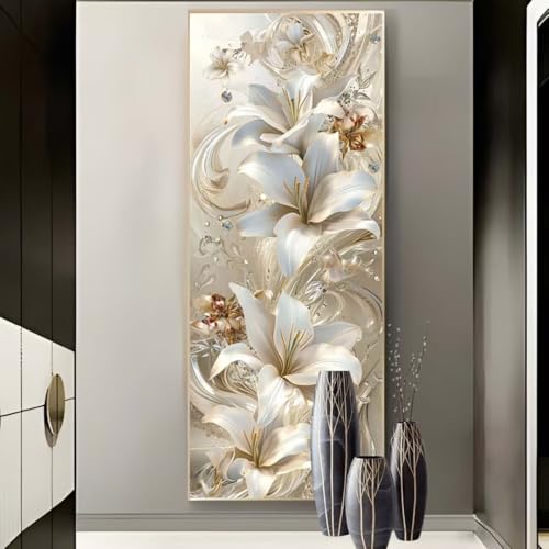 Diamond Painting Blume Lilie Diamond Painting Groß xxl 100 X 40cm, DIY Diamant Painting Bilder, 5D Diamond Painting Erwachsene Vollrunde Bohrer Diamond-Painting Crafts, Haus Wand Dekoration -685FC von Hojoomo