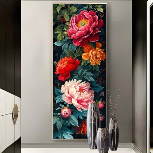 Diamond Painting Blume Pfingstrose Diamond Painting Groß xxl 180 X 70cm, DIY Diamant Painting Bilder, 5D Diamond Painting Erwachsene Vollrunde Bohrer Diamond Art Crafts, Haus Wand Dekoration -644FC von Hojoomo