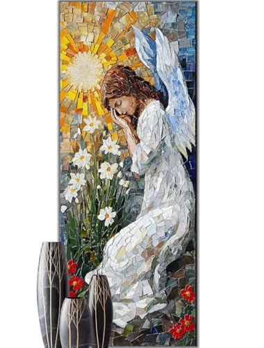 Diamond Painting Engel Religion Diamond Painting Groß xxl 50 X 20 cm, DIY Diamant Painting Bilder, 5D Diamond Painting Erwachsene Vollrunde Bohrer Diamond Art Crafts, Haus Wand Dekoration -422FC von Hojoomo