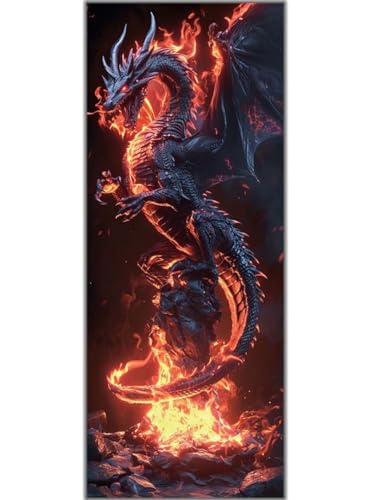 Diamond Painting Feuer Drache, Diamond Painting Groß xxl 100 X 50cm, DIY Diamant Painting Bilder, 5D Diamond Painting Erwachsene, Daiments Painting Diamond-Painting Crafts, Haus Wand Dekoration -595FC von Hojoomo