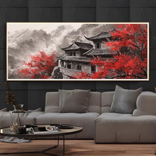 Diamond Painting Japan Landschaft, Diamond Painting Groß xxl 80 X 40 cm, DIY Diamant Painting Bilder, 5D Diamond Painting Erwachsene, Daiments Painting Diamond Art Crafts, Haus Wand Dekoration -108FC von Hojoomo