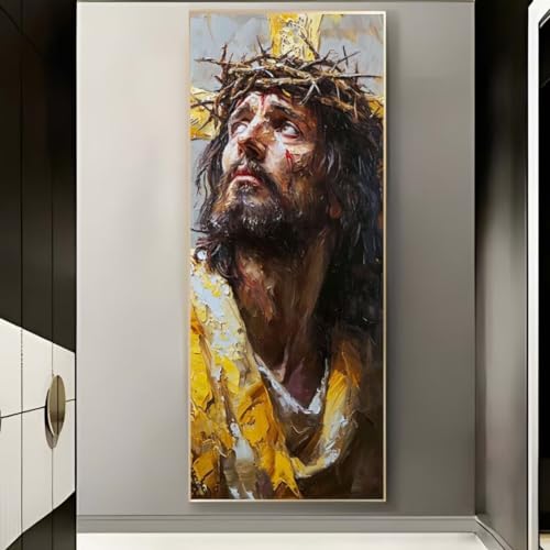 Diamond Painting Jesus Religiös Diamond Painting Erwachsene 5D Diamant Painting Bilder Erwachsene Kinder, DIY Diamond Painting Set Strass Stickerei Malerei für Home Wand Dekor Gifts (95x45cm) -495BD von Hojoomo