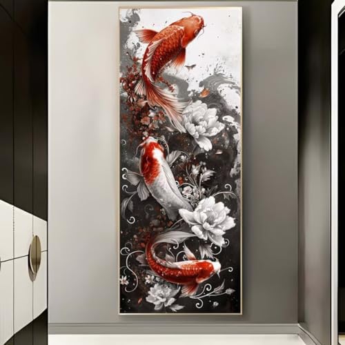 Diamond Painting Koi Fisch, Diamond Painting Groß xxl 135 X 65 cm, DIY Diamant Painting Bilder, 5D Diamond Painting Erwachsene, Daiments Painting Diamond-Painting Crafts, Haus Wand Dekoration -573FC von Hojoomo