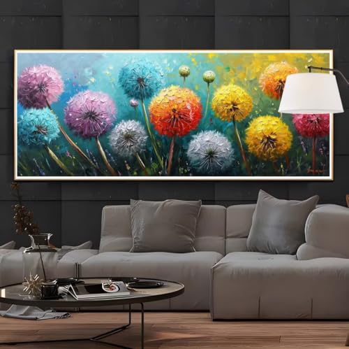 Diamond Painting Löwenzahn Blume Diamond Painting Groß xxl 120 X 50 cm, DIY Diamant Painting Bilder, 5D Diamond Painting Erwachsene Vollrunde Bohrer Diamond Art Crafts, Haus Wand Dekoration -170FC von Hojoomo