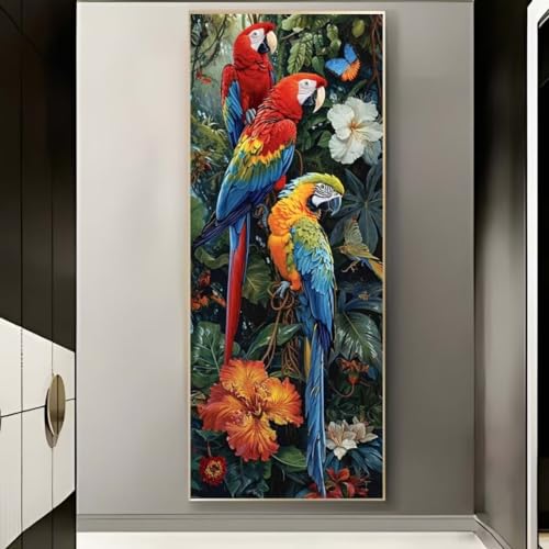 Diamond Painting Papagei Blume, Diamond Painting Groß xxl 190 X 65 cm, DIY Diamant Painting Bilder, 5D Diamond Painting Erwachsene, Daiments Painting Diamond Art Crafts, Haus Wand Dekoration -656FC von Hojoomo