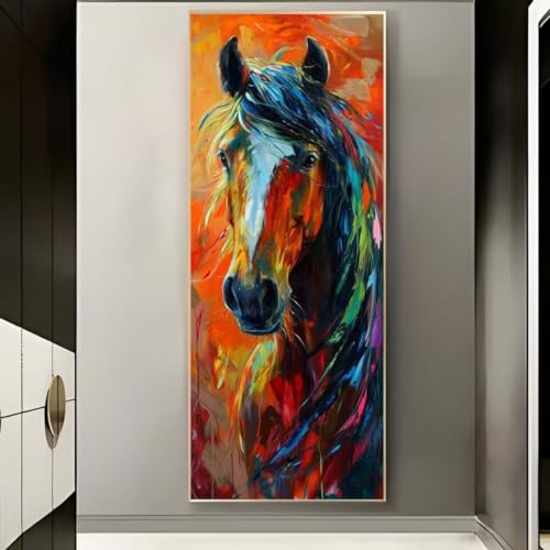 Diamond Painting Pferd Tier Diamond Painting Erwachsene 5D Diamant Painting Bilder Erwachsene Kinder, DIY Diamond Painting Set Strass Stickerei Malerei für Home Wand Dekor Geschenke (100x35cm) -665BD von Hojoomo