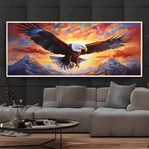 Diamond Painting Vogel Adler Diamond Painting Erwachsene 5D Diamant Painting Bilder Erwachsene Kinder, DIY Diamond Painting Set Strass Stickerei Malerei für Home Wand Dekor Geschenke 100x50cm -251BD von Hojoomo