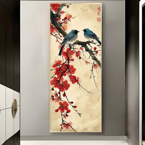 Diamond Painting Vogel Blume, Diamond Painting Groß xxl 95 X 45 cm, DIY Diamant Painting Bilder, 5D Diamond Painting Erwachsene, Daiments Painting Diamond-Painting Crafts, Haus Wand Dekoration -547FC von Hojoomo