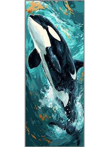 Diamond Painting Wal Orca, Diamond Painting Groß xxl 140 X 70 cm, DIY Diamant Painting Bilder, 5D Diamond Painting Erwachsene, Daiments Painting Diamond-Painting Crafts, Haus Wand Dekoration -490FC von Hojoomo