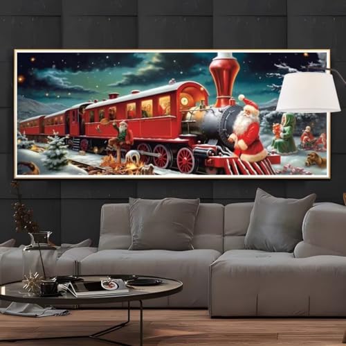 Diamond Painting Weihnachten Zug Diamond Painting Groß xxl 100 X 40 cm, DIY Diamant Painting Bilder, 5D Diamond Painting Erwachsene Vollrunde Bohrer Diamond Art Crafts, Haus Wand Dekoration -1FC von Hojoomo